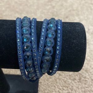 Navy blue Swarovski crystal wrap bracelet